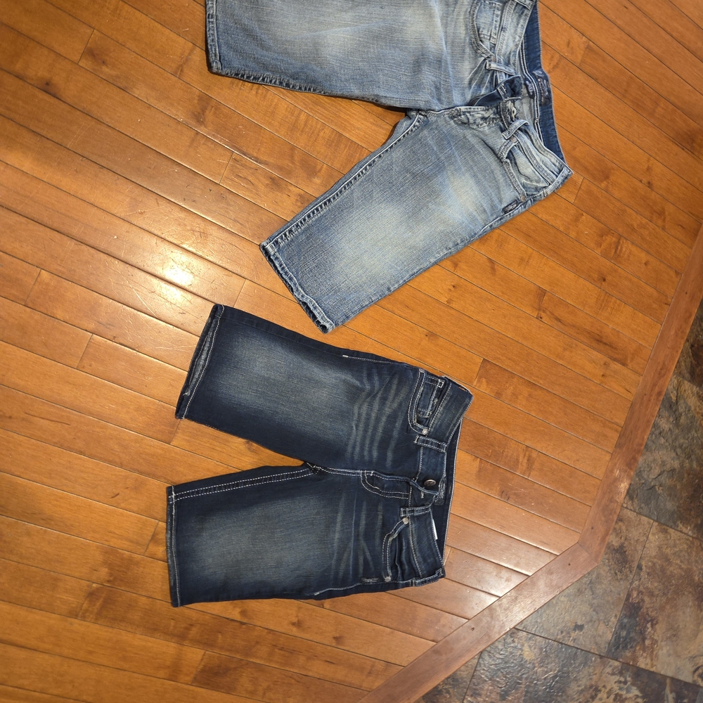 Silver Jeans Women's Two-Tone Washed Denim Shorts - Light & Dark Blue